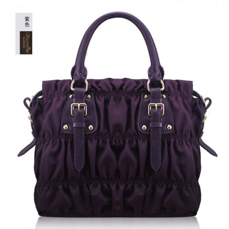 Genuine Leather Tote Bag Purple 75628