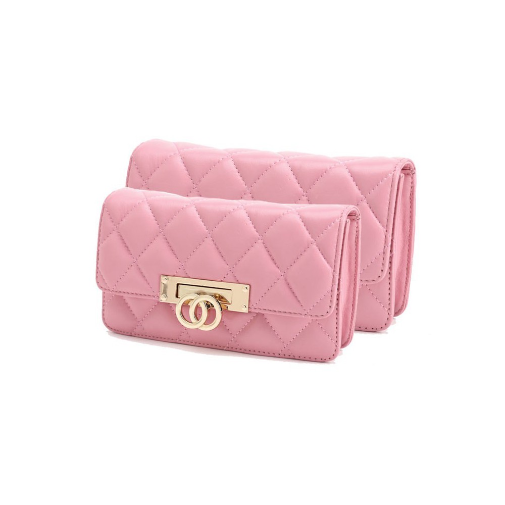 Sac à main porté épaule en cuir Rose 75630