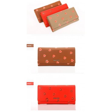 Genuine cowhide Leather Wallet Red 65115