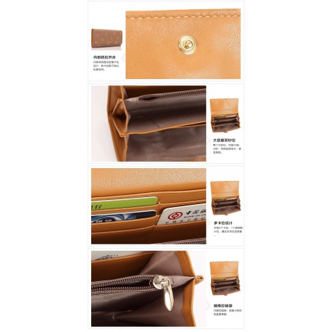 Genuine cowhide Leather Wallet Khaki 65115