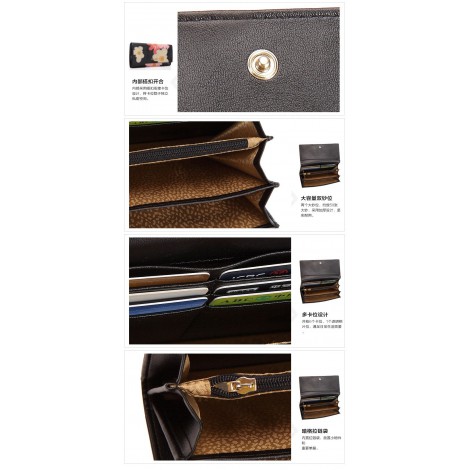 Genuine cowhide Leather Wallet Black 65114