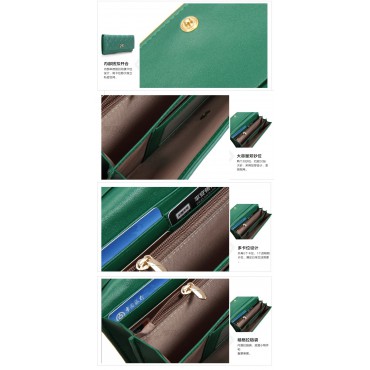 Genuine Lambskin Leather Wallet Green 65116