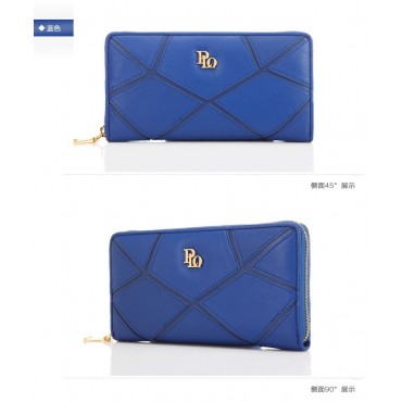 Genuine Lambskin Leather Wallet Blue 65118