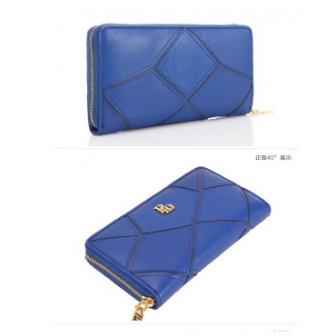 Genuine Lambskin Leather Wallet Blue 65118