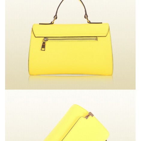 Genuine Leather Tote Bag Yellow 75634