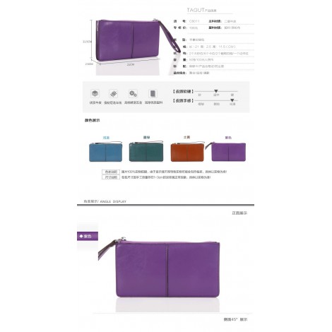 Genuine cowhide Leather Wallet Purple 65120