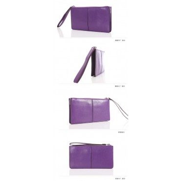 Genuine cowhide Leather Wallet Purple 65120