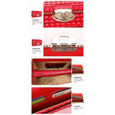 Genuine Leather Shoulder Bag Red 75637