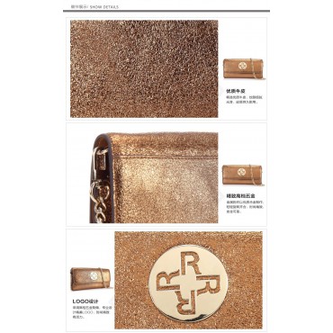 Genuine Leather Shoulder Bag Gold 75641