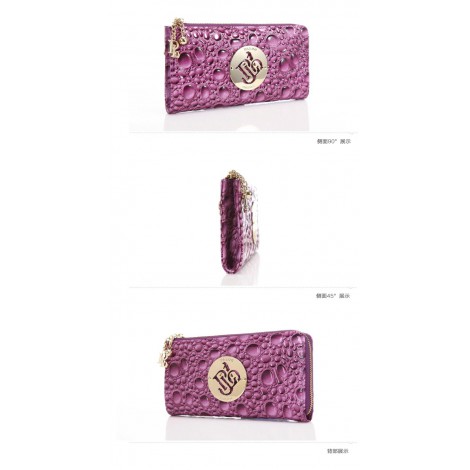 Genuine cowhide Leather Wallet Purple 64128