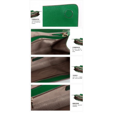 Genuine Leather Shoulder Bag Green 75643