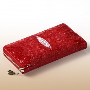 Genuine cowhide Leather Wallet Red 64129
