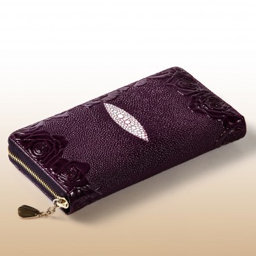 Genuine cowhide Leather Wallet Purple  64129