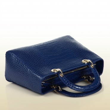 Genuine Leather Tote Bag Dark Blue 75644