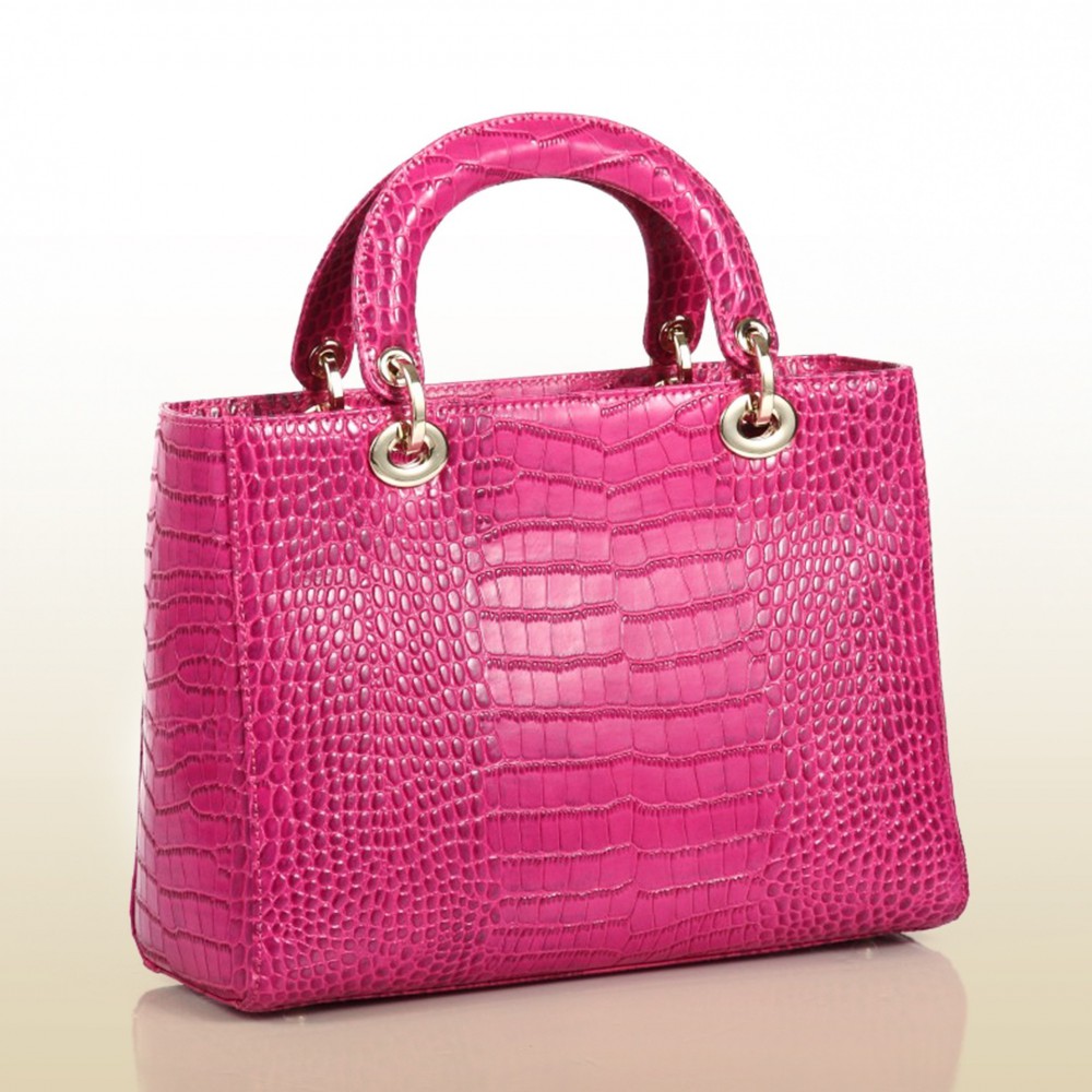 Genuine Leather Tote Bag Magenta 75644