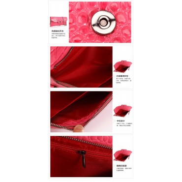 Genuine Leather Shoulder Bag Red 75646
