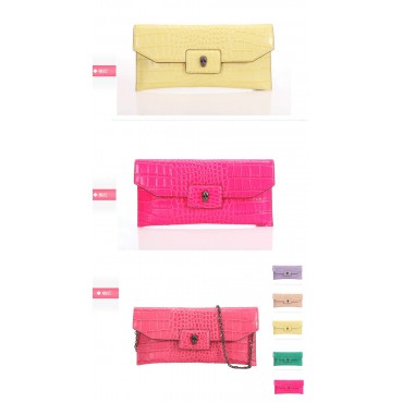 Genuine Leather Shoulder Bag Yellow 75646