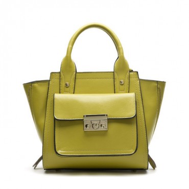 Faith Genuine Leather Satchel Bag Yellow 75174