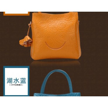 Genuine Leather Tote Bag Yellow 75669