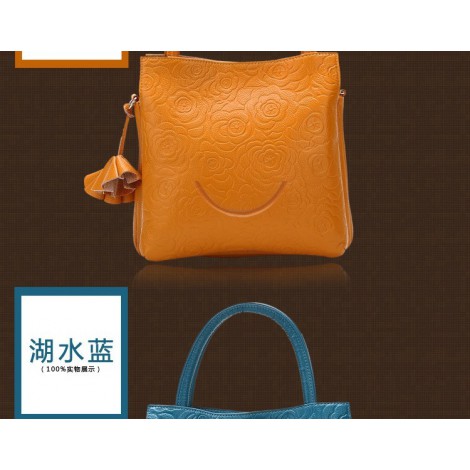 Genuine Leather Tote Bag Yellow 75669
