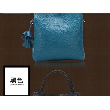Genuine Leather Tote Bag Blue 75669
