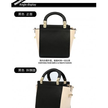 Genuine Leather Satchel Bag Black 75678