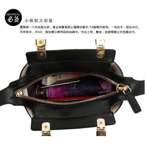 Genuine Leather Satchel Bag Black 75678