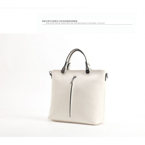 Genuine Leather Tote Bag White 75683