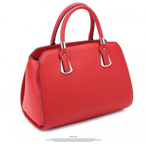 Genuine Leather Tote Bag Red 75684