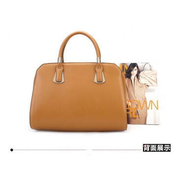 Genuine Leather Tote Bag Khaki 75684