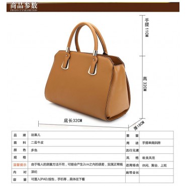 Genuine Leather Tote Bag Khaki 75684