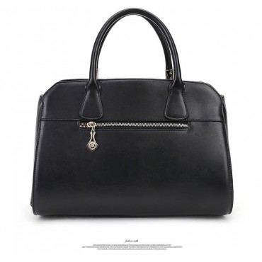 Genuine Leather Tote Bag Black 75684