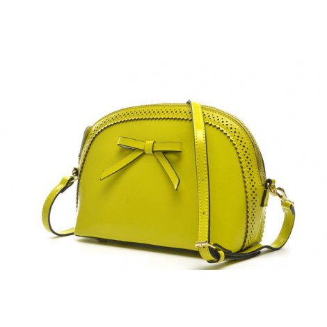 Genuine Leather Shoulder Bag Yellow 75685