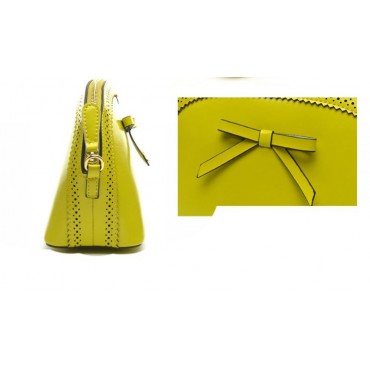 Genuine Leather Shoulder Bag Yellow 75685