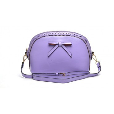 Genuine Leather Shoulder Bag Purple 75685