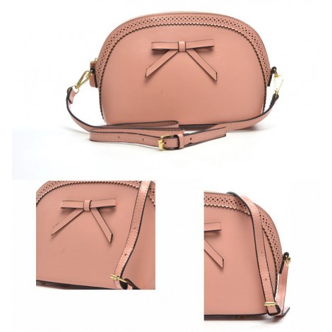 Genuine Leather Shoulder Bag Pink 75685