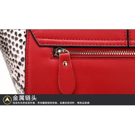 Genuine Leather Tote Bag Red 75667