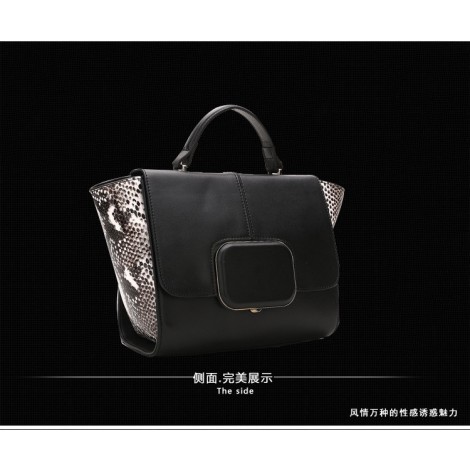 Genuine Leather Tote Bag Black 75667