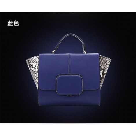 Genuine Leather Tote Bag Blue 75667