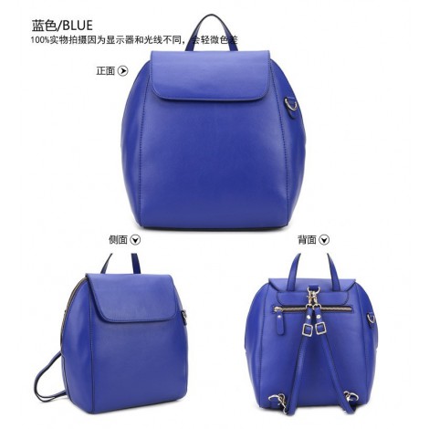 Genuine Leather Backpack Bag Dark Blue 75668