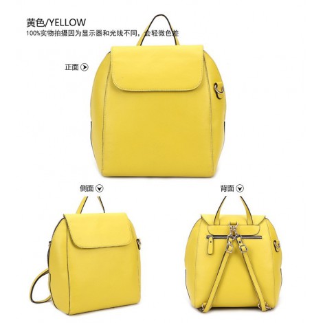 Genuine Leather Backpack Bag Yellow 75668