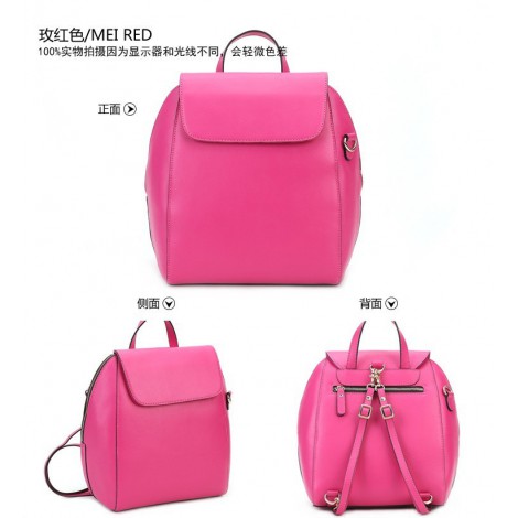 Genuine Leather Backpack Bag Magenta 75668
