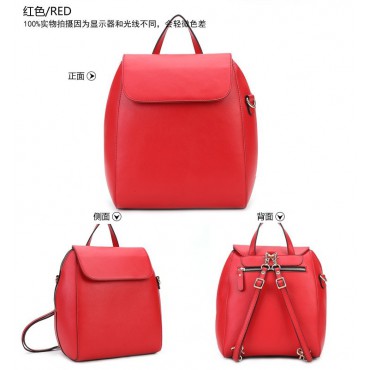 Genuine Leather Backpack Bag Red 75668