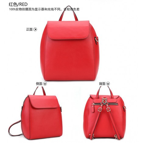 Genuine Leather Backpack Bag Red 75668