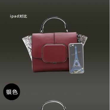 Genuine Leather Tote Bag Dark Red 75671