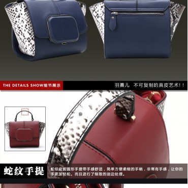 Genuine Leather Tote Bag Dark Blue 75671