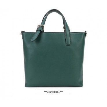 Genuine Leather Tote Bag Dark Green 75672