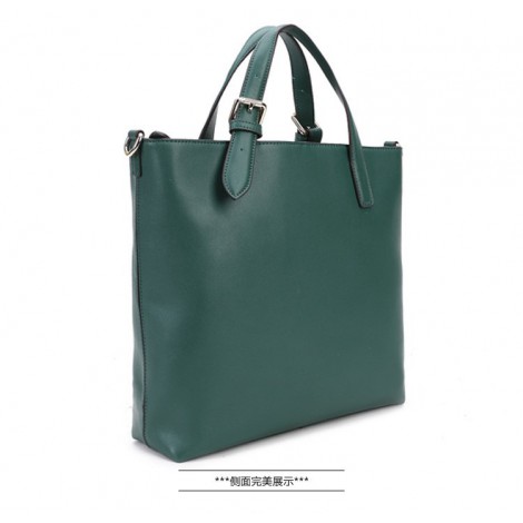 Genuine Leather Tote Bag Dark Green 75672