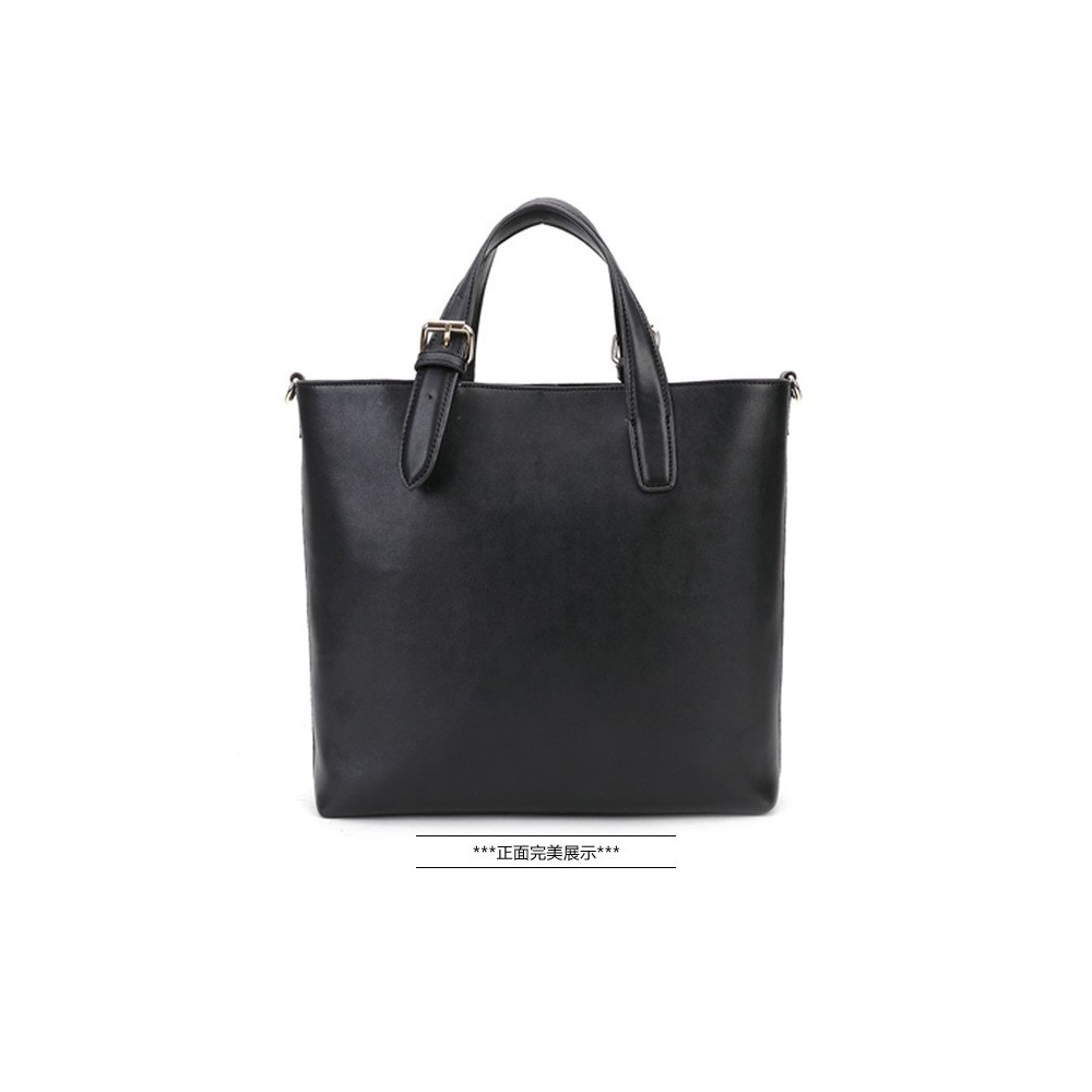 Genuine Leather Tote Bag Black 75672