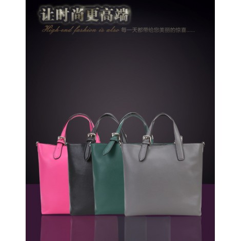 Genuine Leather Tote Bag Magenta 75672